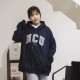NCU立體毛巾繡落肩帽T_經典藍