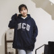 NCU立體毛巾繡落肩帽T_經典藍