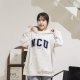 【限量現貨，售完預購】NCU立體毛巾繡落肩帽T_麻花白