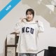 【限量現貨，售完預購】NCU立體毛巾繡落肩帽T_麻花白