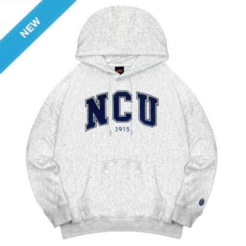 【限量現貨，售完預購】NCU立體毛巾繡落肩帽T_麻花白