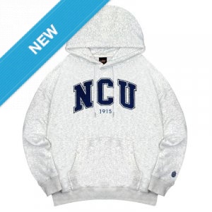 【限量現貨,售完預購】NCU立體毛巾繡落肩帽T_麻花白