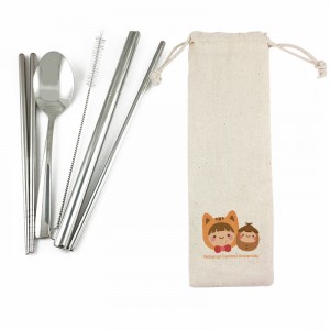 【團購商品，10個起做】NCU果果款環保餐具五入組_米白