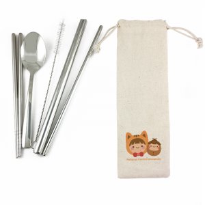 【團購商品，10個起做】NCU果果款環保餐具五入組_米白