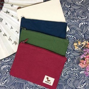 【團購商品，10個起做】【松果掉了】NCU簡約生活布標帆布收納袋_米色/深藍/墨綠/酒紅(可混色)